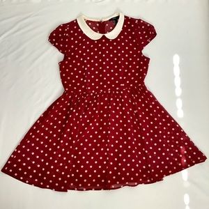 Maroon polka dot cap sleeve dress